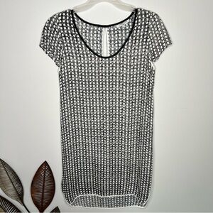 Waverly Grey Check Black‎ White Crewneck Hi Low Dress J4